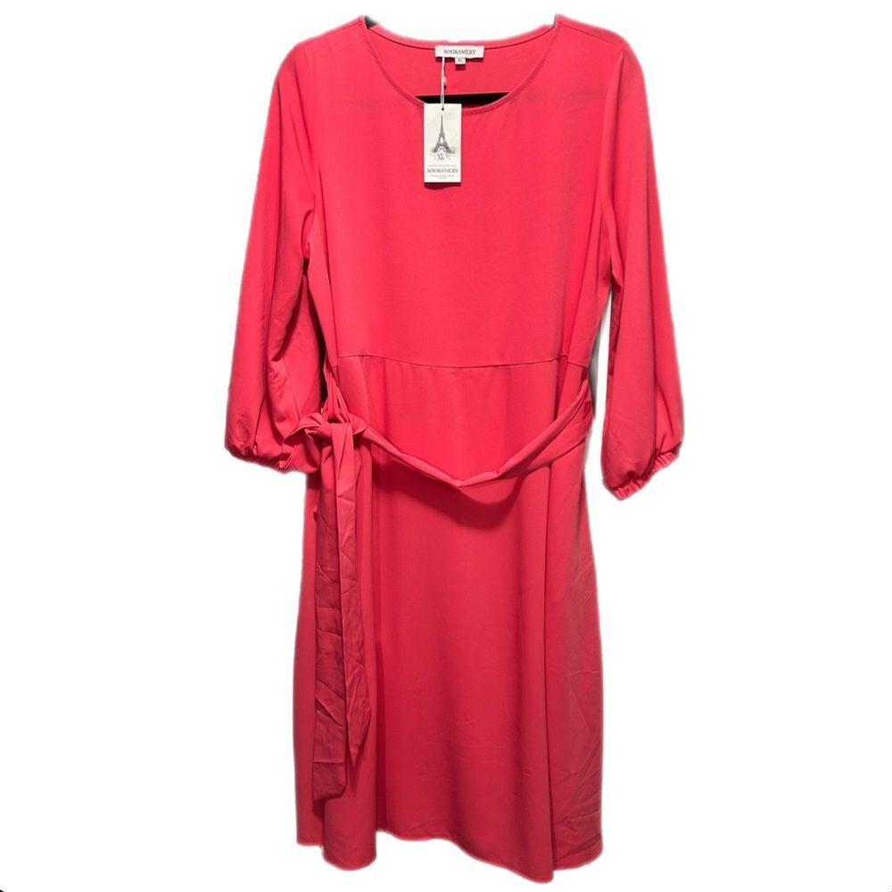 NWT Aooksmery XL Midi Brint Pink Barbie Dress 2 pockets no liner